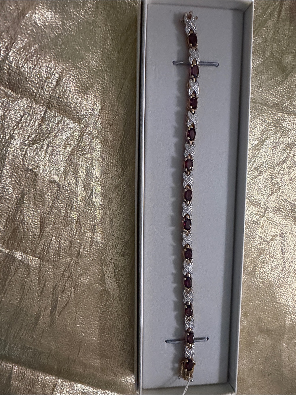 Elegant Ruby-Red and Silver Tennis Bracelet - Women Jewelry